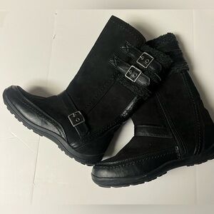 BARETRAPS WYONA Boots Black Size Y 6 / W 8 Zipper Buckles NEW